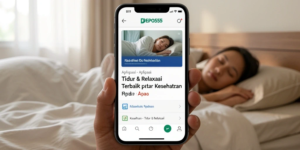 Tampilan antarmuka DEPO555 menunjukkan fitur Tidur & Relaksasi yang menyenangkan.