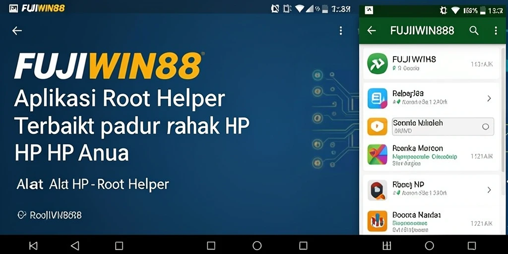 Screenshot antarmuka FUJIWIN88 yang menunjukkan fungsi Root Helper.