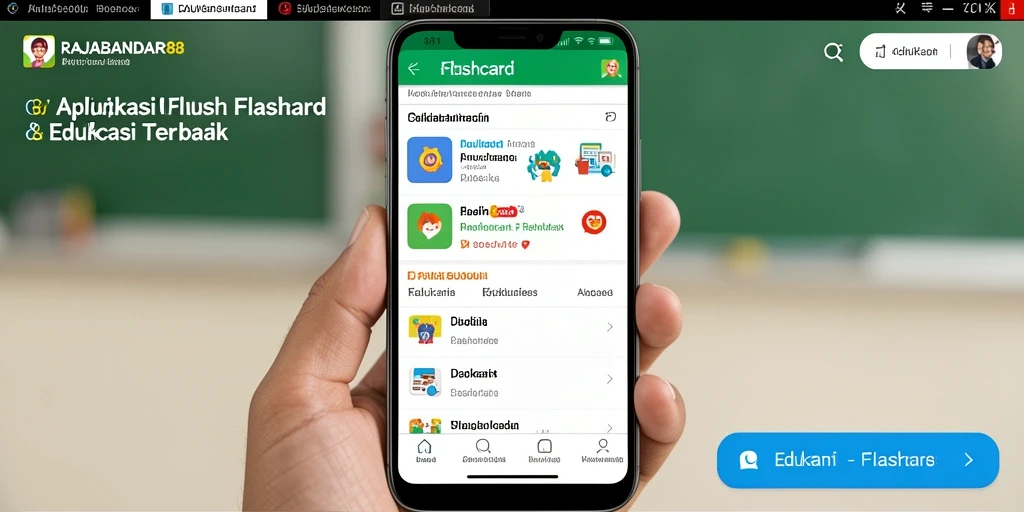 Tampilan antarmuka pengguna aplikasi Flashcard RAJABANDAR88.