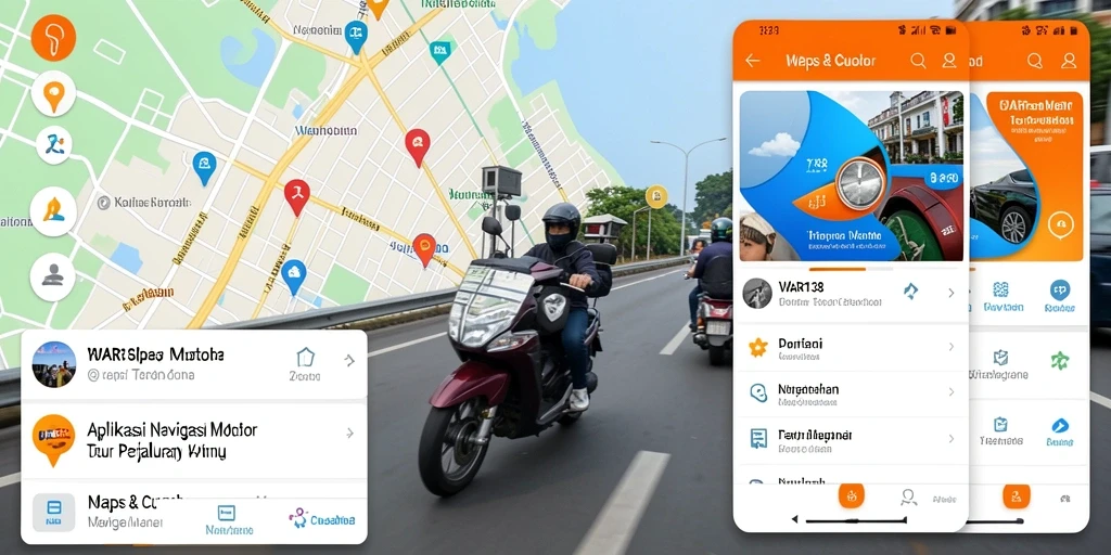 Screenshot aplikasi WAR138 menampilkan tampilan peta navigasi motor.